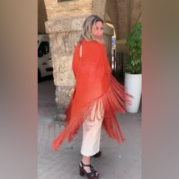 BLOGGERS FAV ZARA SHEER HIGH COLLAR FRINGE CAPE TOP - Picture 4 of 10